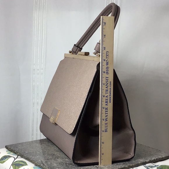 DUNE LONDON Taupe Gold Footed Bottom Hand Tote Bag - Picture 8 of 9